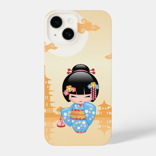 Maiko Kokeshi Doll - Niedliches japanisches Geisha iPhone Hülle (Rückseite)