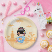 Maiko Kokeshi Doll - Niedliches japanisches Geisha Pappteller (Party)