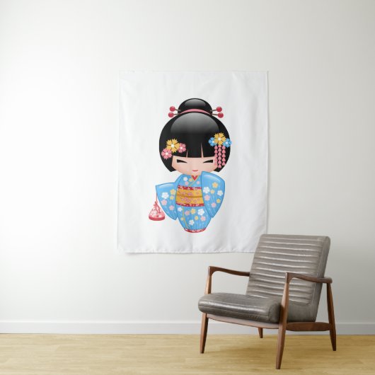 Maiko Kokeshi Doll - Niedliches japanisches Geisha Wandteppich (Beispiel)