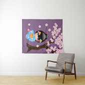 Maiko Kokeshi Puppe - blaues Kimono-Geisha-Mädchen Wandteppich (Beispiel (Horizontal))