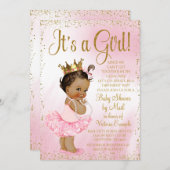 Mail Baby Dusche Pink Gold Ethnic Princess Tutu Einladung (Vorne/Hinten)