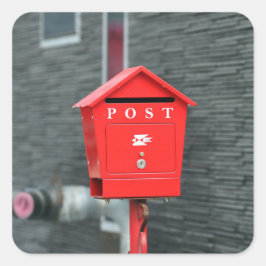 MAIL BOX POST RED BOX POSTCROSSING QUADRATISCHER AUFKLEBER