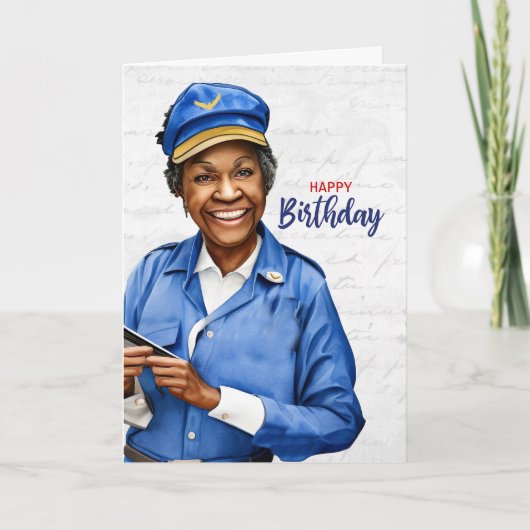 Mail Carrier African American Female Birthday Karte (Vorderseite)