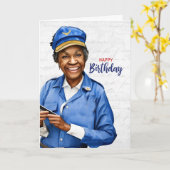 Mail Carrier African American Female Birthday Karte (Gelbe Blume)