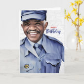 Mail Carrier African American Male Birthday Karte (Gelbe Blume)