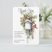 Mail Carrier Christmas Mailbox Danke Karte (Stehend Vorderseite)