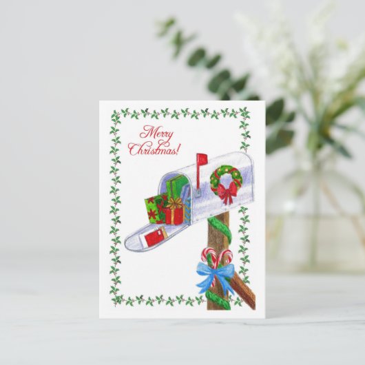 Mail Carrier Christmas Postkarte (Stehend Vorderseite)