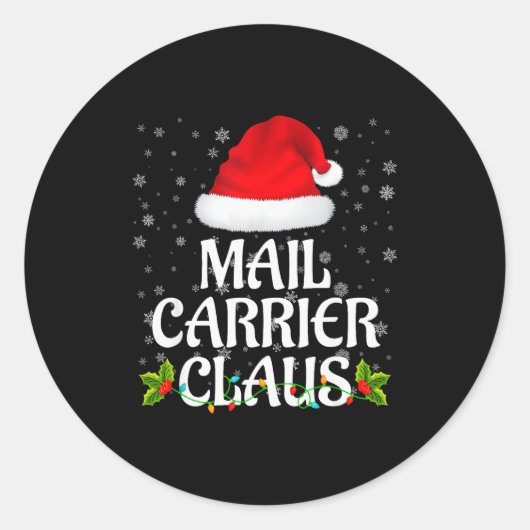 Mail Carrier Claus Christmas Lights Pajama Family Runder Aufkleber (Vorderseite)