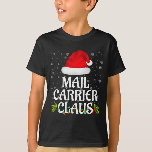 Mail Carrier Claus Christmas Lights Pajama Family  T-Shirt (Vorderseite)