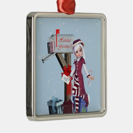Mail Carrier Elf Mailbox Geschenke Silver Ornament (Rechts)