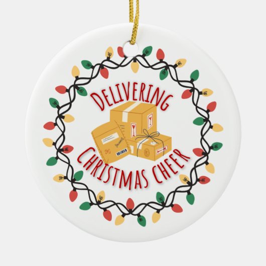 Mail Carrier Mailman UPS FedEx Weihnachten Keramik Ornament (Vorne)