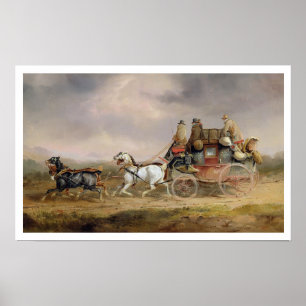 Mail Coaches on Road: The Louth-London Royal M Poster