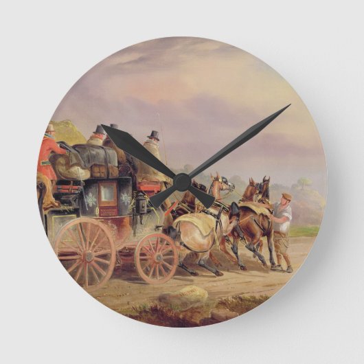 Mail Coaches on the Road: The 'Quicksilver' Devonp Runde Wanduhr (Vorderseite)