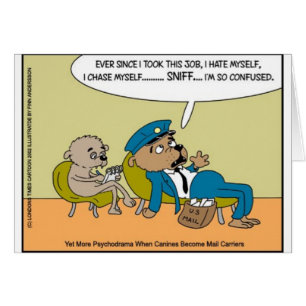 Mail Hund in Therapy Funny Offbeat Cartoon Geschen