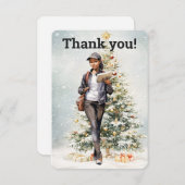 Mail Lady Postal Carrier Weihnachtsbaum Dankeskarte (Vorne/Hinten)