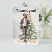 Mail Lady Postal Carrier Weihnachtsbaum Dankeskarte (Stehend Vorderseite)
