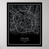 Mailand City Map - Mailand Black Map Poster (Vorne)