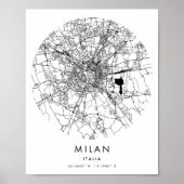Mailand Italia Minimal Modern Circle Street Karte Poster (Vorne)