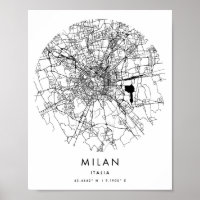 Mailand Italia Minimal Modern Circle Street Karte
