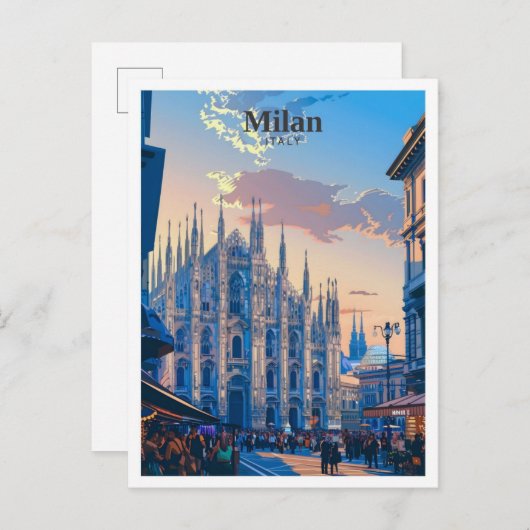 Mailand Italien Art Vintage Postkarte (Vorne/Hinten)