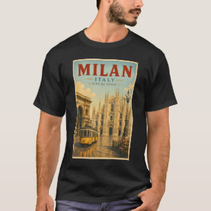 Mailand Italien Dom Illustration Reise Kunst T-Shirt