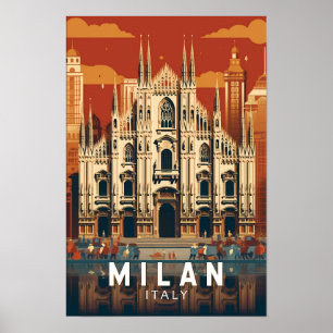 Mailand Italien Duomo di Milano Reise Kunst Vintag Poster