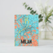 Mailand Italien Europa Stadtkarte Aquamarin Postka Postkarte (Stehend Vorderseite)