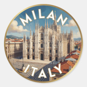 Mailand Italien Historische Stadt Szene ☀️ Runder Aufkleber
