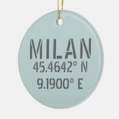 Mailand Italien Latitude und Längengrad Keramik Ornament (Links)