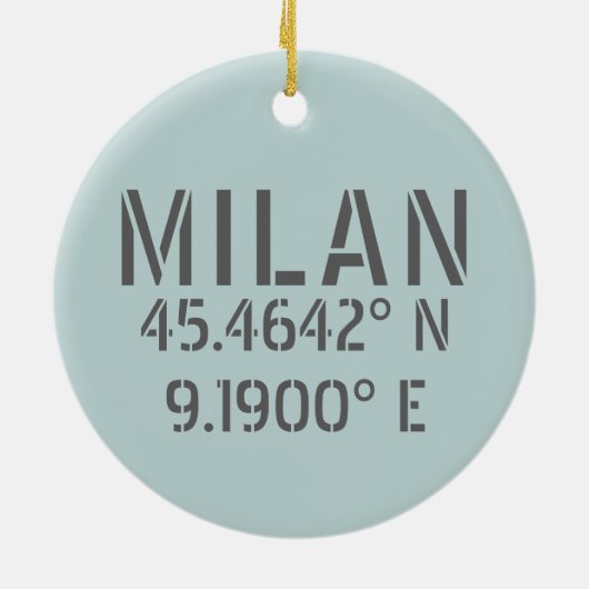 Mailand Italien Latitude und Längengrad Keramik Ornament (Hinten)