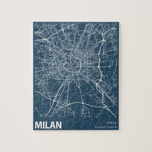 Mailand Italien - Minimalistische Stadtmauer Puzzle (Vertikal)