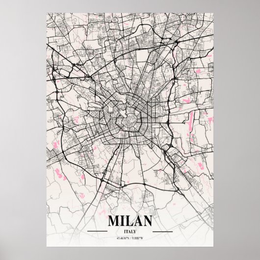 Mailand - Italien Neapolitan City Map Poster (Vorne)