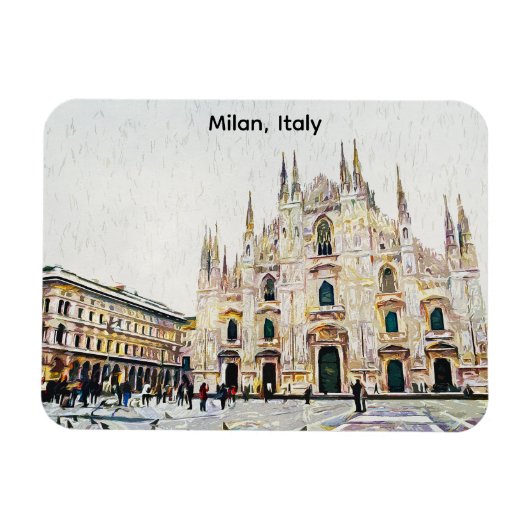 Mailand Italien Ölmalerei-Illustration Magnet (Horizontal)