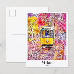 Mailand Italien Reise Wasserfarbe Handgezeichnet Postkarte