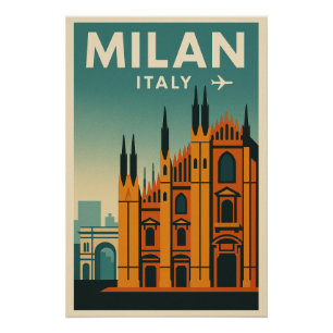 Mailand — Italien Retro-Fluglinie im Stil der 60er Poster