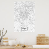 Mailand, Italien (schwarz auf weiß) Poster (Küche)