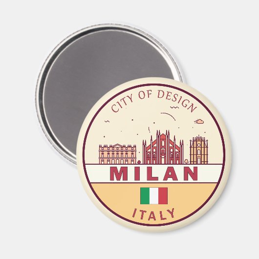 Mailand Italien Skyline Emblem Magnet (Vorderseite/Rückseite)