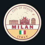 Mailand Italien Skyline Emblem Magnet<br><div class="desc">Mailand minimalistisches,  farbenfrohes Kunstdesign mit Denkmälern und Sehenswürdigkeiten der Stadt in Italien.</div>