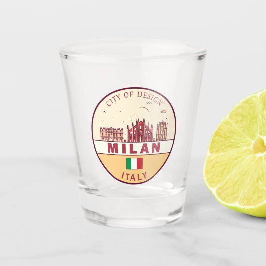 Mailand Italien Skyline Emblem Schnapsglas (Vorderseite)