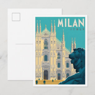 Mailand Italien Vintage Kunst Reise Postkarte