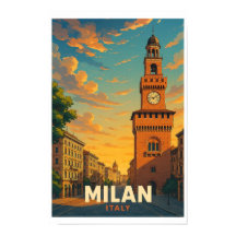 Mailand Italien Vintage Reiseposter Castello