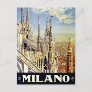 Mailand Italien Vintage-Reiseposter Restauriert Postkarte