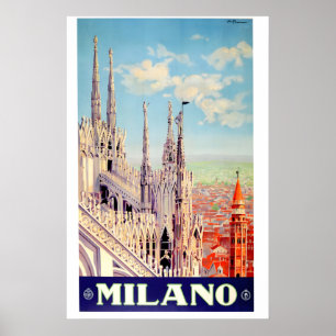 Mailand Italien - Vintage Stil Italienische Reise Poster