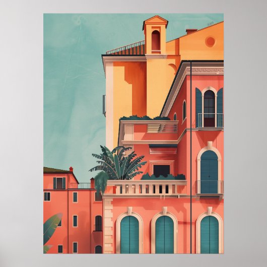 Mailand Italy Beach House Vintag Art Poster (Vorne)
