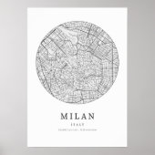 Mailand Italy Street Layout Map Poster (Vorne)