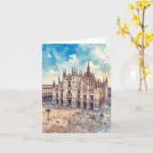 Mailand Kathedrale Italien Wasserfarbe Karte (Gelbe Blume)