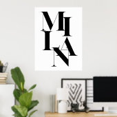 Mailand Minimalistisches Grafisches Zitat Schwarz- Poster (Heimbüro)