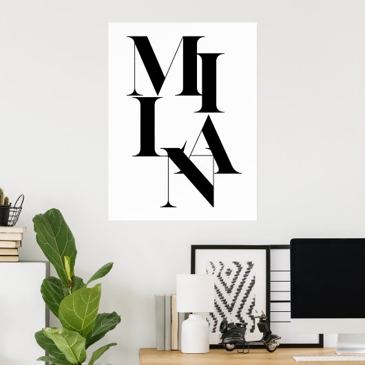Mailand Minimalistisches Grafisches Zitat Schwarz- Poster (Heimbüro)