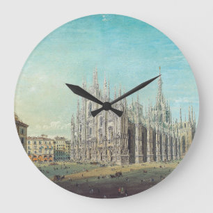 Mailand Piazza del Duomo 1850er Jahre von Carlo Bo Große Wanduhr