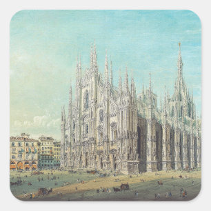 Mailand Piazza del Duomo 1850er Jahre von Carlo Bo Quadratischer Aufkleber